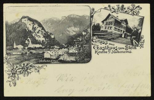 Gruss aus Gasthaus zum Stein Reuthe b/ Hohenems : Hohenems : Gasthaus zum Stein