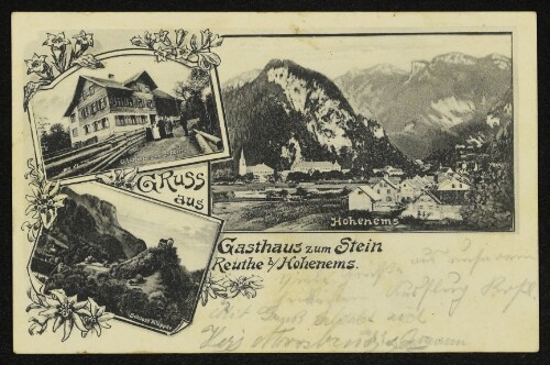 Gruss aus Gasthaus zum Stein Reuthe b/ Hohenems : Gasthaus zum Stein : Hohenems : Schloss Glopper