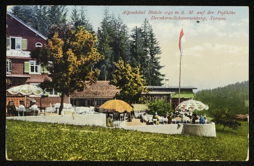Alpenhôtel Bödele 1140 m. ü. M. auf der Paßhöhe Dornbirn-Schwarzenberg, Terasse