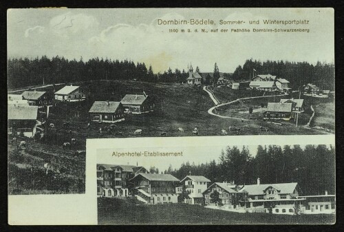 Dornbirn-Bödele, Sommer- und Wintersportplatz : 1140 m ü. d. M., auf der Paßhöhe Dornbirn-Schwarzenberg : Alpenhotel-Etablissement