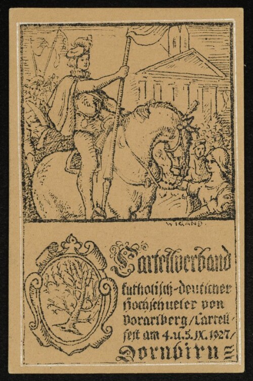 Cartellverband : Katholisch-deutscher Hochschueler von Vorarlberg / Cartellfest am 4. u. 5. IX. 1927 / Dornbirn