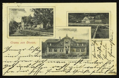 Gruss aus Doren : Gasthof z. Löwen : Landeskäserei-Schule : Bahnhof