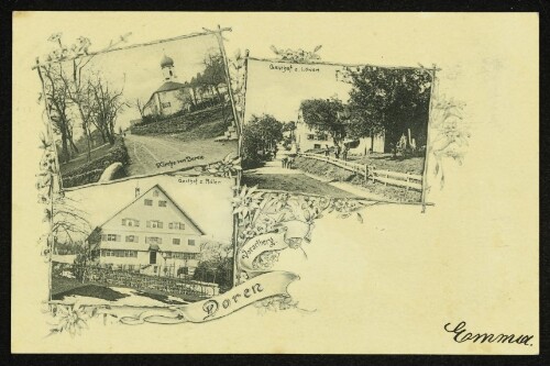 Doren Vorarlberg : Gasthof z. Adler : Kirche von Doren : Gasthof z. Löwen : [Correspondenz-Karte]