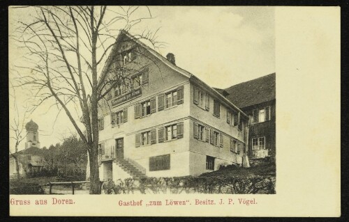 Gruss aus Doren : Gasthof  zum Löwen . Besitz. J. P. Vögel : [Carte Postale Postkarte...]