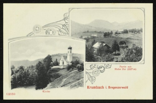 Krumbach i. Bregenzerwald : Kirche : Partie mit Hohe Ifer (2227 m)