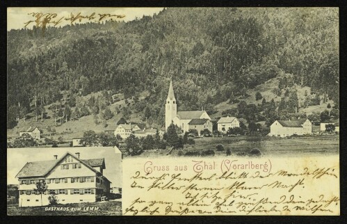 Gruss aus Thal (Vorarlberg) : Gasthaus zum Lamm : [Correspondenz-Karte]