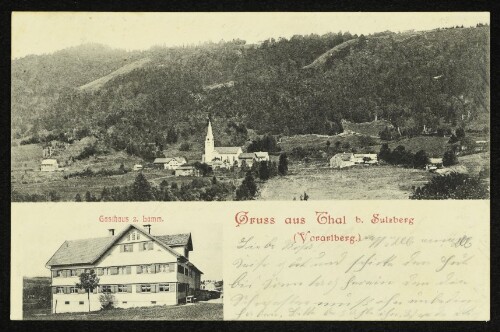 Gruss aus Thal b. Sulzberg (Vorarlberg) : Gasthaus z. Lamm : [Correspondenz.Karte]