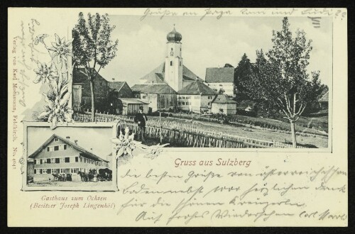 Gruss aus Sulzberg : Gasthaus zum Ochsen (Besitzer Joseph Lingenhöl) : [Correspondenzkarte]