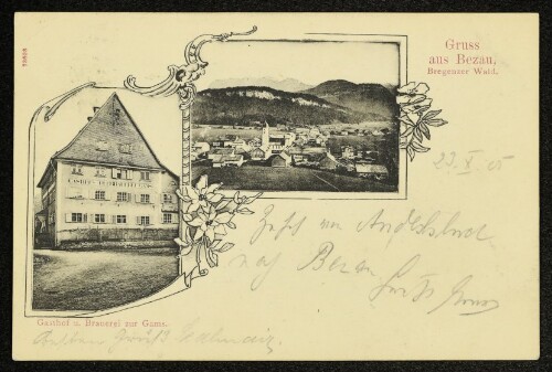 Gruss aus Bezau, Bregenzer Wald : Gasthof u. Brauerei zur Gams : [Correspondenz-Karte]