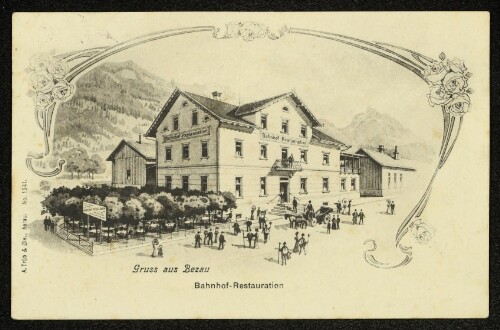 Gruss aus Bezau : Bahnhof-Restauration : [Korrespondenz-Karte]