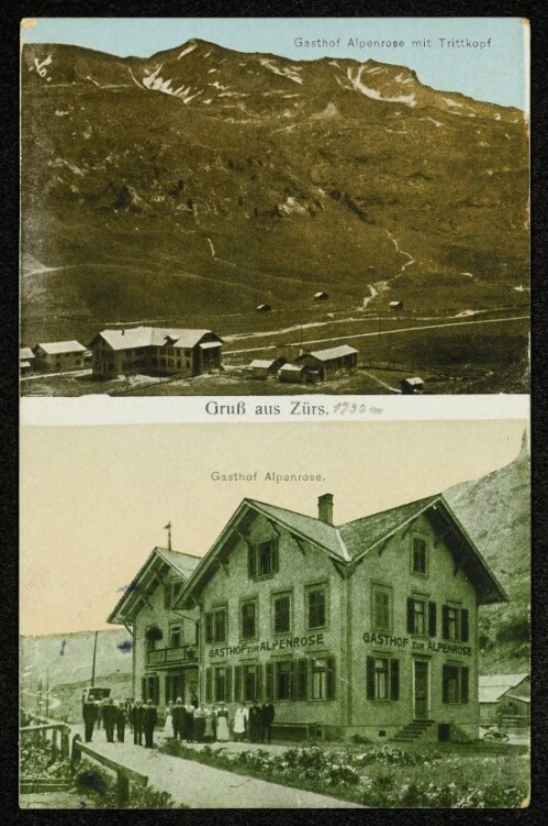 Gruß aus Zürs : Gasthof Alpenrose : Gasthof Alpenrose mit Trittkopf