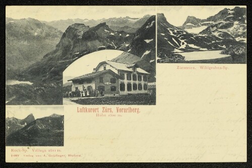 Luftkurort Zürs, Vorarlberg Höhe 1800 m : Zürsersee. Wildgruben-Sp. : Rock-Sp. Valluga 2811 m [Correspondenz-Karte]