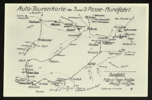 Auto-TourenKarte der 3 und 5 Pässe-Rundfahrt
