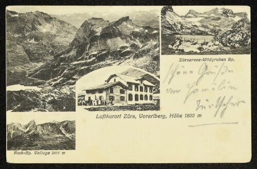 Luftkurort Zürs, Vorarlberg, Höhe 1800 m : Zürsersee-Wildgruben Sp. : Rock-Sp. Valluga 2811 m