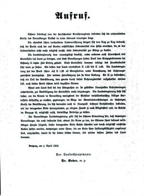 Spendenaufruf Landeshauptmann Enders