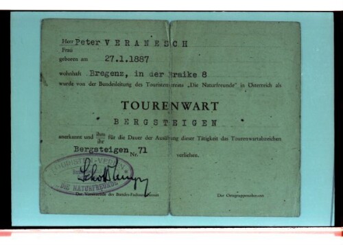 Tourenwart-Ausweis der Naturfreunde