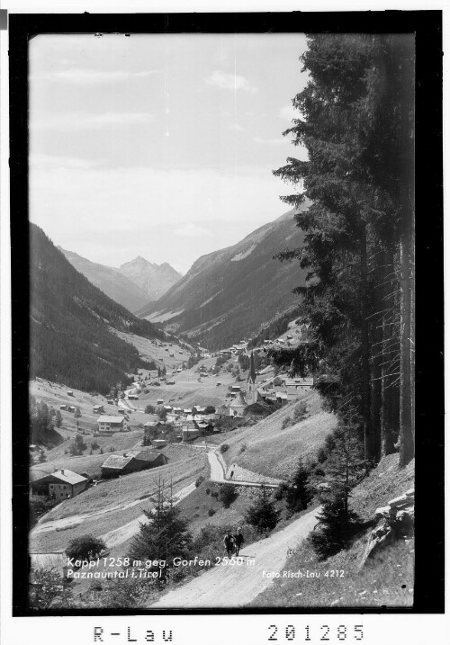 Kappl 1258 m gegen Gorfenspitze 2560 m, Paznauntal in Tirol : [Kappl gegen Hochnörderer und Gorfenspitze]