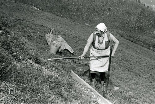 Steiles Erbe - Großes Walsertal, Anna Martin bei der Feldarbeit
