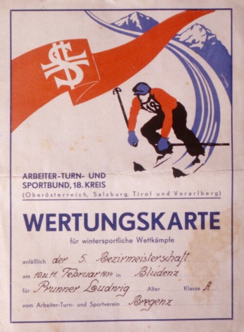 Wertungskarte für wintersportliche Wettkämpfe