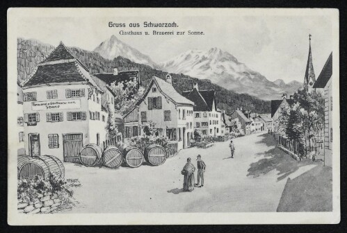 Gruss aus Schwarzach. Gasthaus u. Brauerei zur Sonne