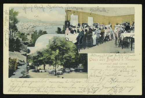 Gruss aus Bregenz a. Bodensee : Concertsaal und Garten des Restaurant Forster