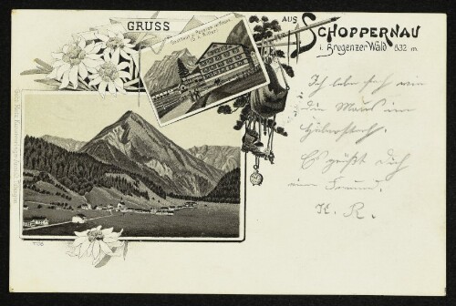 Gruss aus Schoppernau i. Bregenzer Wald 832 m