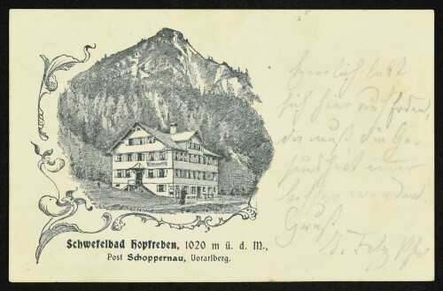 Schwefelbad Hopfreben : 1020 m ü. d. M.