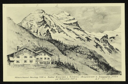 Höhenluftkurort Nesslegg 1500 m : Gasthof Widderstein b. Schröcken i. Bregenzerwald m. Juppenspitze 2418 m und Mohnenfluh 2547 m
