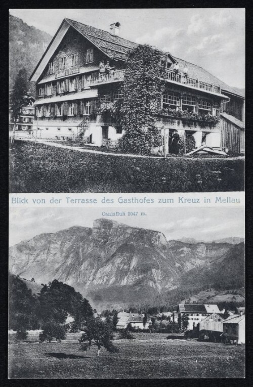 Blick von der Terrasse des Gasthofes zum Kreuz in Mellau