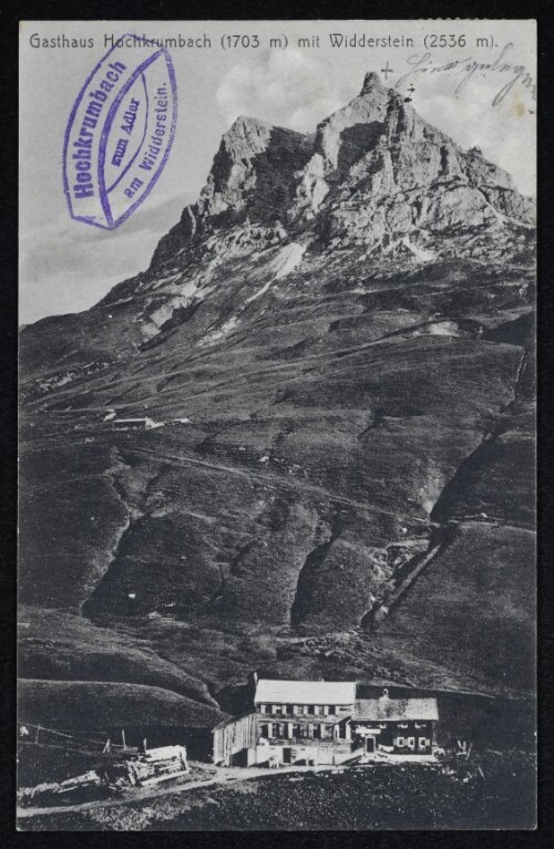 Gasthaus Hochkrumbach /1703 m) mit Widderstein (2536 m)