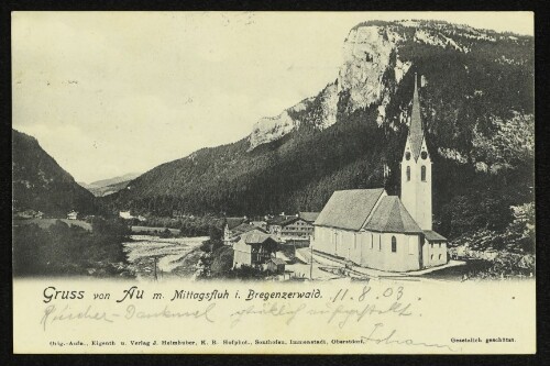 Gruss von Au m. Mittagsfluh i. Bregenzerwald