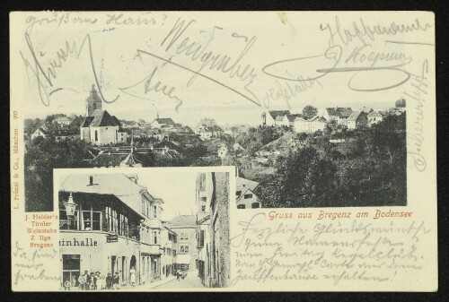 Gruss aus Bregenz am Bodensee, J. Halders Tiroler Weinstube Z. Ilge