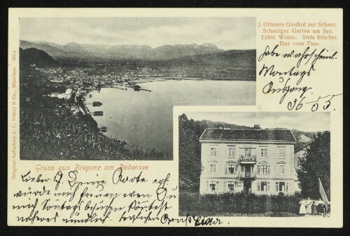 Gruss aus Bregenz am Bodensee, J. Ottmars Gasthof zur Schanz