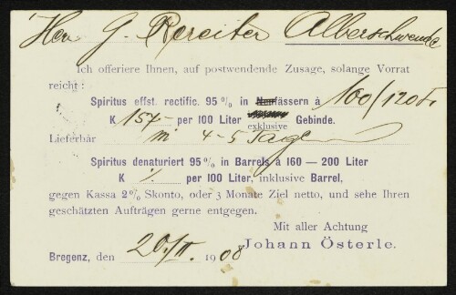 [Angebot an einen Kunden]