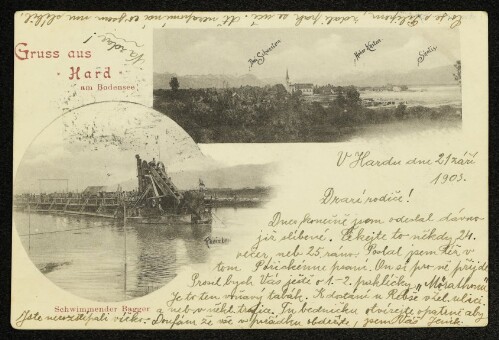 Gruss aus Hard am Bodensee! : Schwimmender Bagger