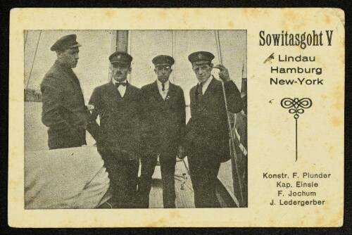Sowitasgoht V Lindau, Hamburg, New-York : Konstr. F. Plunder, Kap. Einsle, F. Jochum, J. Ledergerber