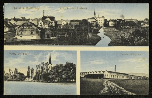 Hard a. Bodensee (Blick von Osten), Partie am See, Fabrik Offermann