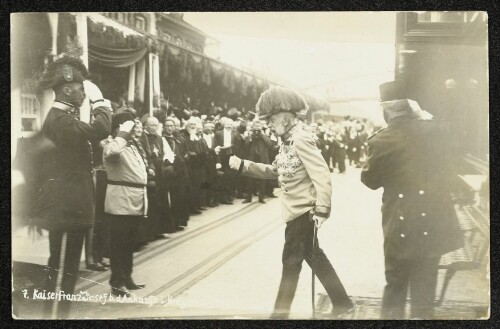 Kaiser Franz Josef b. d. Ankunft i. Bregenz