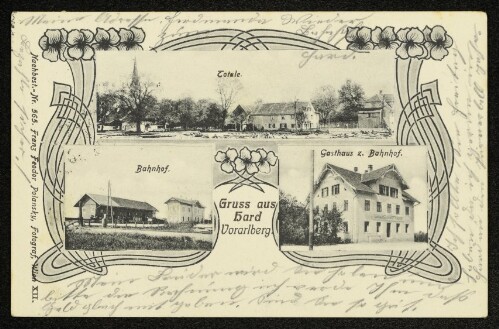 Gruss aus Hard Vorarlberg : Totale : Bahnhof : Gasthaus z. Bahnhof