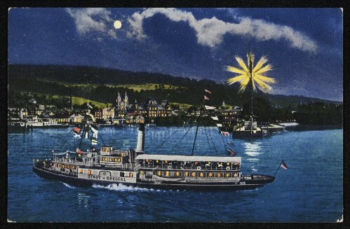 [Das Schiff  Stadt Bregenz  vor dem Bregenzer Hafen]