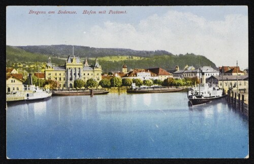 Bregenz am Bodensee Hafen mit Postamt