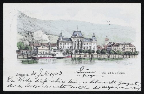 Bregenz Hafen und k. k. Postamt