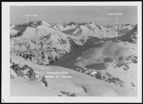 [Lech] Blick v. Mohnenfluhseilbahn auf Kriegerhorn und Rüfikopf : Rüfikopf 2362 m : Kriegerhorn 2173 m