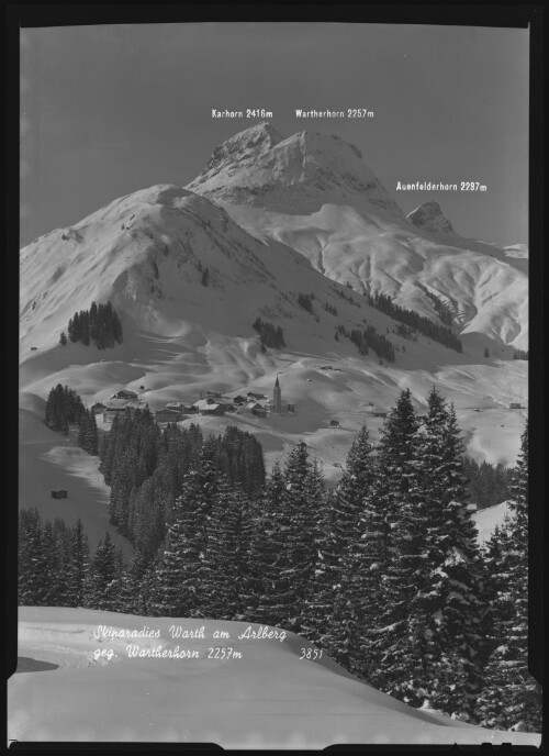 Skiparadies Warth am Arlberg geg. Wartherhorn 2257 m : Karhorn 2416 m : Wartherhorn 2257 m : Auenfelderhorn 2297 m