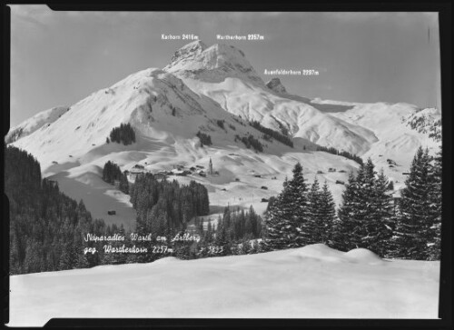 Skiparadies Warth am Arlberg geg. Wartherhorn 2257 m : Karhorn 2416 m : Wartherhorn 2257 m : Auenfelderhorn 2297 m
