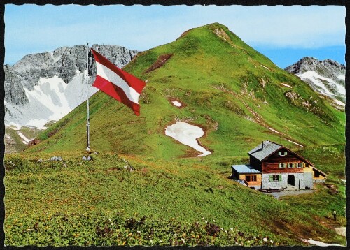 [Lech Zürs] : [Stuttgarter Hütte, 2310 m, mit Rüfispitz, 2632 m, und Rauher Kopf, 2506 m ...]