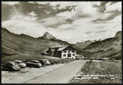 [Warth] Gasthof Adler, Hochkrumbach 1752 m gegen Biberkopf, 2600 m
