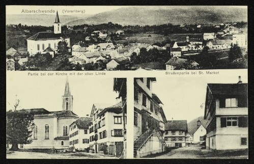 Alberschwende (Vorarlberg) : Partie bei der Kirche mit der alten Linde