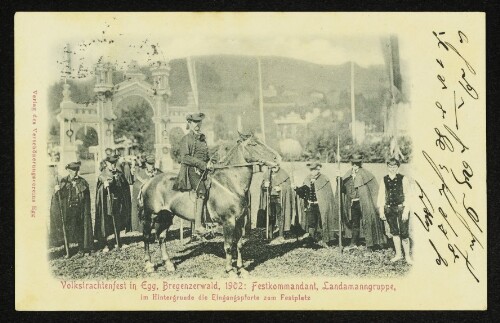 Volkstrachtenfest in Egg, Bregenzerwald, 1902 : Festkommandant, Landammangruppe
