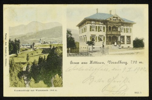 Gruss aus Hittisau, Vorarlberg, 792 m : Kommaschlucht und Winterstaude 1868 m